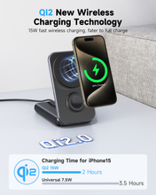 Load image into Gallery viewer, 3 in 1 Magnetic QI2 Wireless Charging Station,8000mAh Fast Foldable Portable Charger Power Bank
